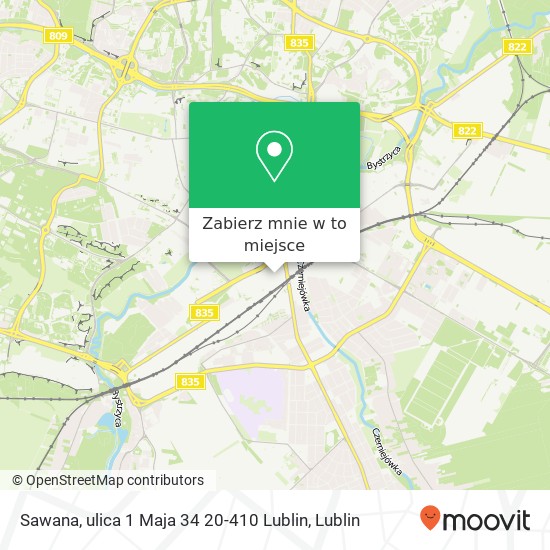 Mapa Sawana, ulica 1 Maja 34 20-410 Lublin