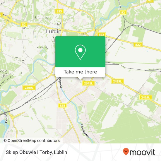 Mapa Sklep Obuwie i Torby, ulica Lotnicza 11 20-354 Lublin