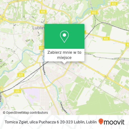 Mapa Tomica Zgiet, ulica Puchacza 6 20-323 Lublin