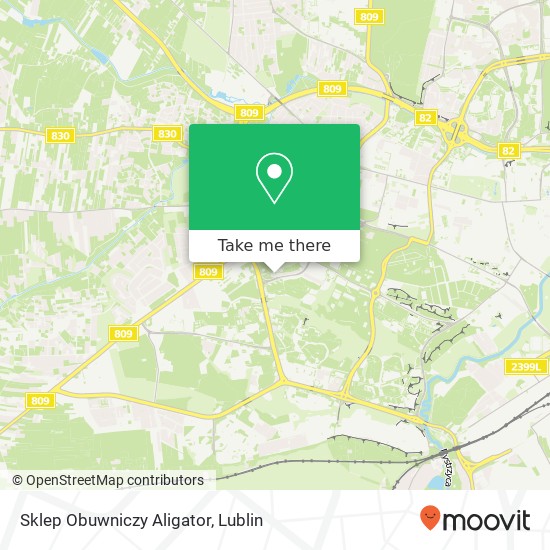 Mapa Sklep Obuwniczy Aligator, ulica Leonarda 16 20-625 Lublin