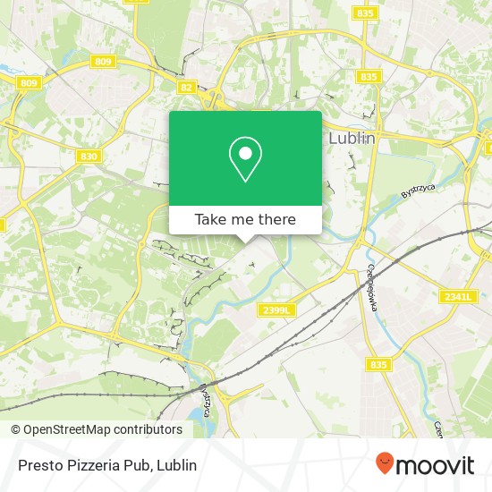 Mapa Presto Pizzeria Pub, ulica Nadbystrzycka 30 20-618 Lublin