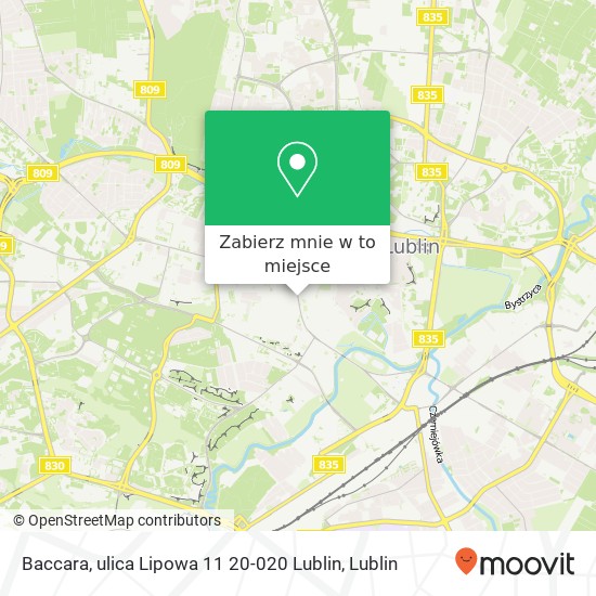 Mapa Baccara, ulica Lipowa 11 20-020 Lublin