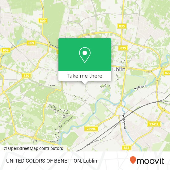 Mapa UNITED COLORS OF BENETTON, ulica Lipowa 13 20-020 Lublin