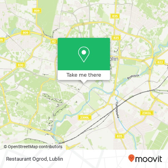 Mapa Restaurant Ogrod, ulica Gabriela Narutowicza 58 20-016 Lublin