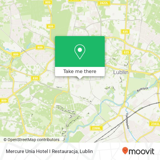Mapa Mercure Unia Hotel I Restauracja, Aleje Raclawickie 12 20-037 Lublin