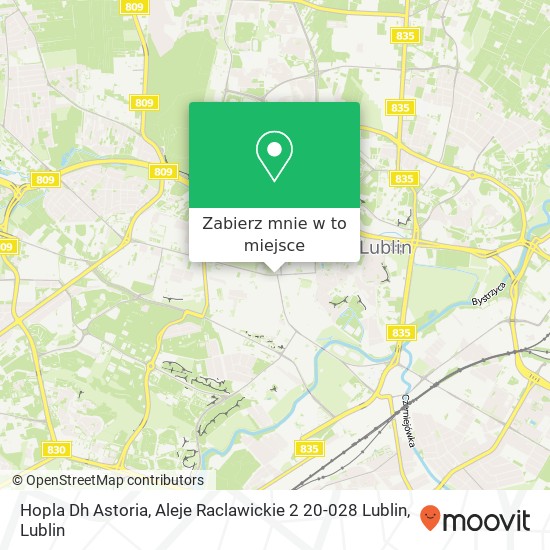 Mapa Hopla Dh Astoria, Aleje Raclawickie 2 20-028 Lublin