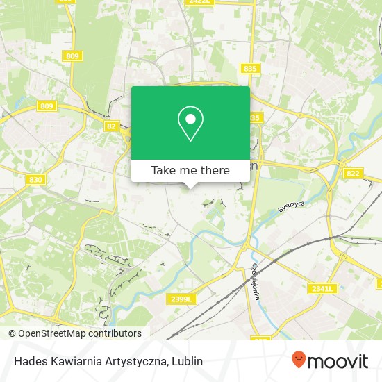 Mapa Hades Kawiarnia Artystyczna, ulica Peowiakow 12 20-007 Lublin