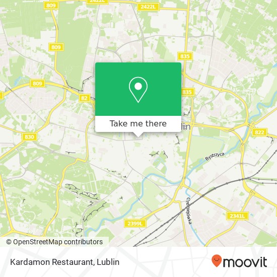 Mapa Kardamon Restaurant, ulica Krakowskie Przedmiescie 41 20-076 Lublin