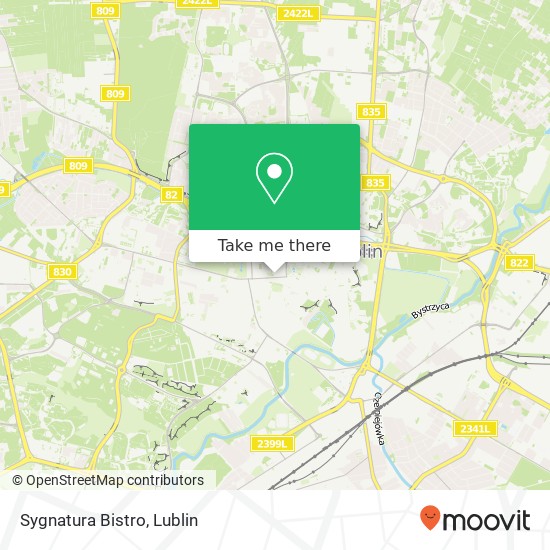 Mapa Sygnatura Bistro, ulica Krakowskie Przedmiescie 43 20-076 Lublin