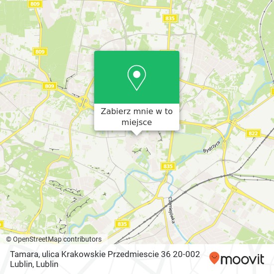 Mapa Tamara, ulica Krakowskie Przedmiescie 36 20-002 Lublin