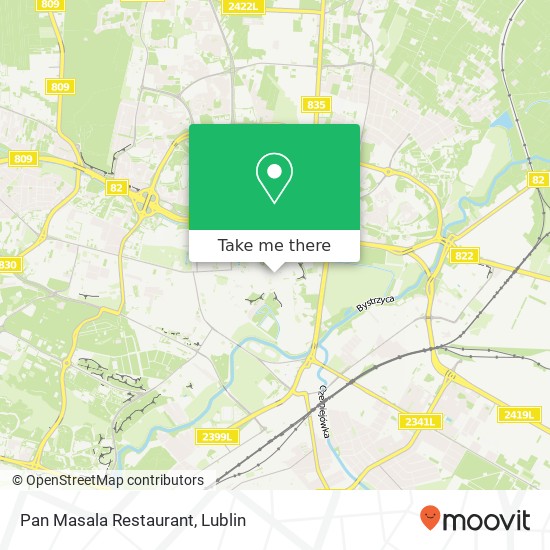 Mapa Pan Masala Restaurant, ulica Krakowskie Przedmiescie 2P 20-002 Lublin