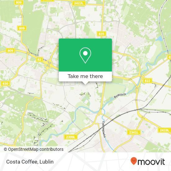 Mapa Costa Coffee, ulica Krakowskie Przedmiescie 13 20-002 Lublin