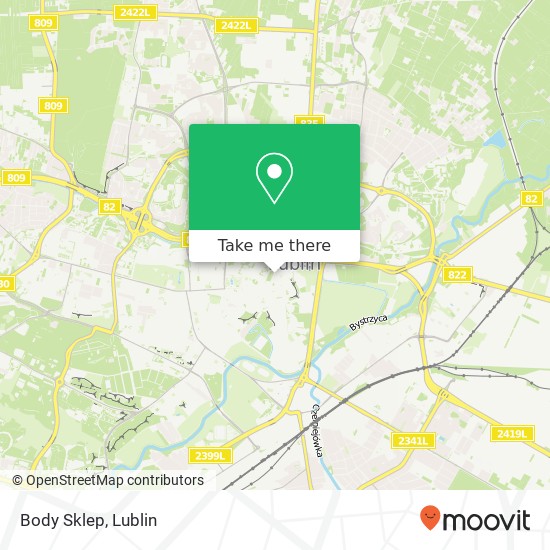 Mapa Body Sklep, ulica Lubartowska 21 20-115 Lublin