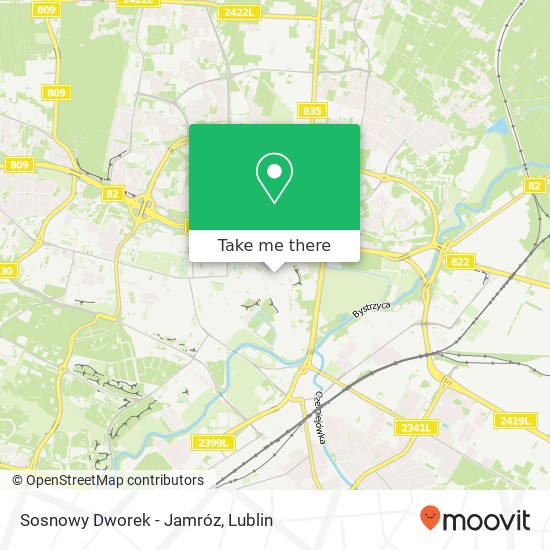 Mapa Sosnowy Dworek - Jamróz, ulica Lubartowska 20-115 Lublin