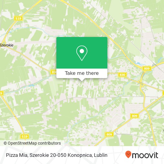 Mapa Pizza Mia, Szerokie 20-050 Konopnica