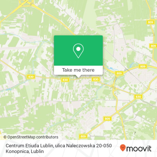 Mapa Centrum Etiuda Lublin, ulica Naleczowska 20-050 Konopnica