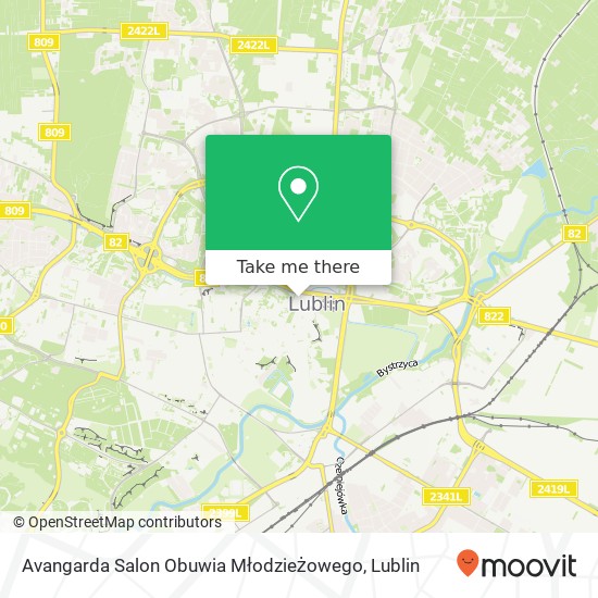 Mapa Avangarda Salon Obuwia Młodzieżowego, ulica Lubartowska 16 20-084 Lublin