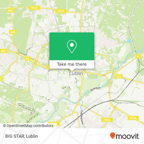 Mapa BIG STAR, ulica Lubartowska 18 20-084 Lublin