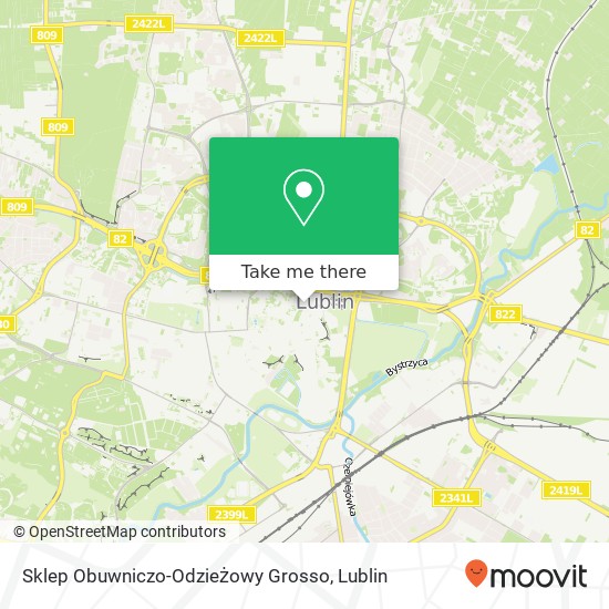 Mapa Sklep Obuwniczo-Odzieżowy Grosso, ulica Lubartowska 8 20-084 Lublin