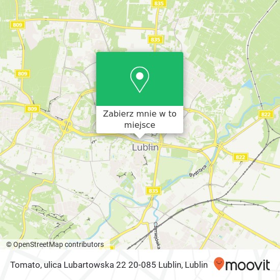 Mapa Tomato, ulica Lubartowska 22 20-085 Lublin