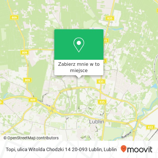 Mapa Topi, ulica Witolda Chodzki 14 20-093 Lublin