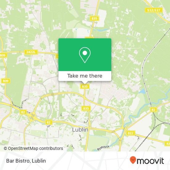 Mapa Bar Bistro, aleja Spoldzielczosci Pracy 20-147 Lublin