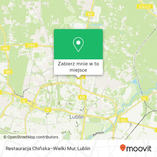 Mapa Restauracja Chińska–Wielki Mur, aleja Spoldzielczosci Pracy 20-147 Lublin