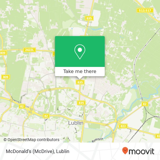 Mapa McDonald's (McDrive), aleja Spoldzielczosci Pracy 34 20-147 Lublin