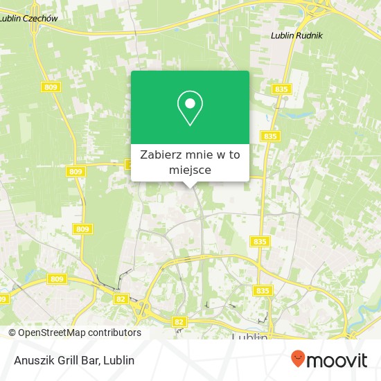 Mapa Anuszik Grill Bar, ulica Ignacego Paderewskiego 6 20-860 Lublin