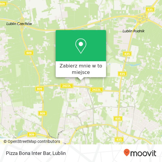 Mapa Pizza Bona Inter Bar, ulica Gorczanska 8 20-868 Lublin