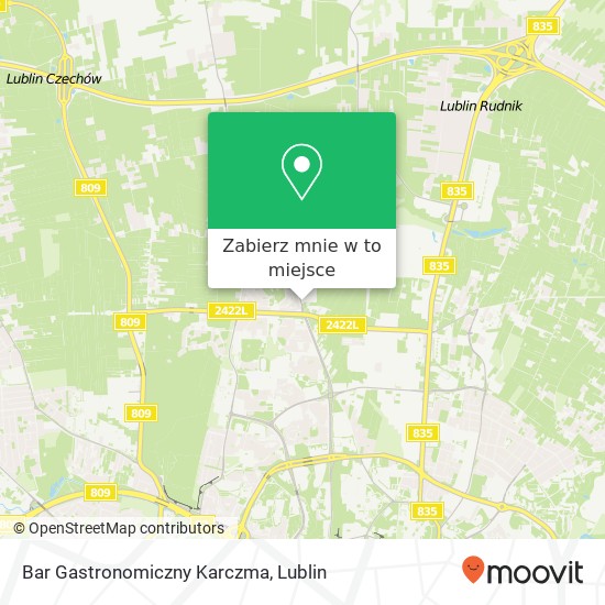 Mapa Bar Gastronomiczny Karczma, ulica Choiny 55 20-816 Lublin