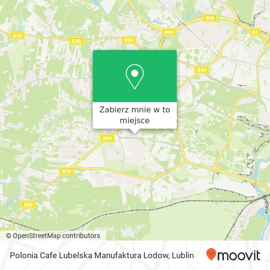 Mapa Polonia Cafe Lubelska Manufaktura Lodow, ulica Wladyslawa Orkana 20-555 Lublin