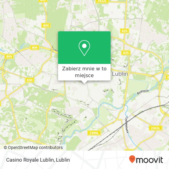 Mapa Casino Royale Lublin, ulica Zwirki i Wigury 20-029 Lublin