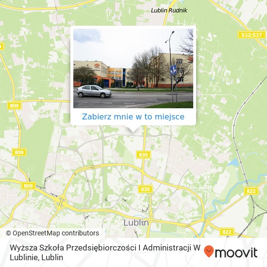 Mapa Wyższa Szkoła Przedsiębiorczości I Administracji W Lublinie