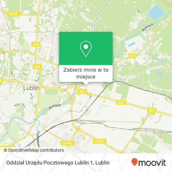 Mapa Oddział Urzędu Pocztowego Lublin 1