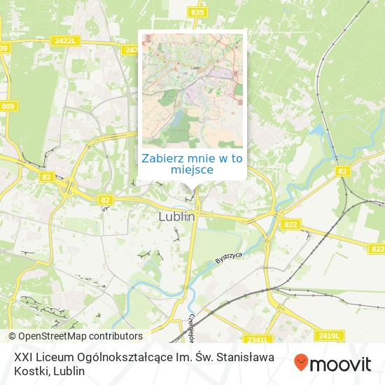 Mapa XXI Liceum Ogólnokształcące Im. Św. Stanisława Kostki