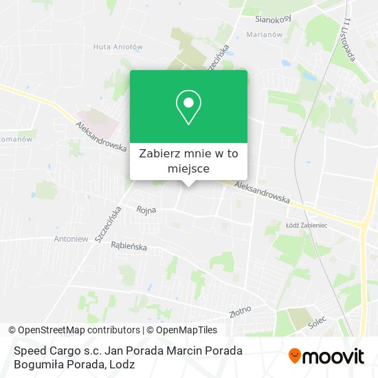 Mapa Speed Cargo s.c. Jan Porada Marcin Porada Bogumiła Porada