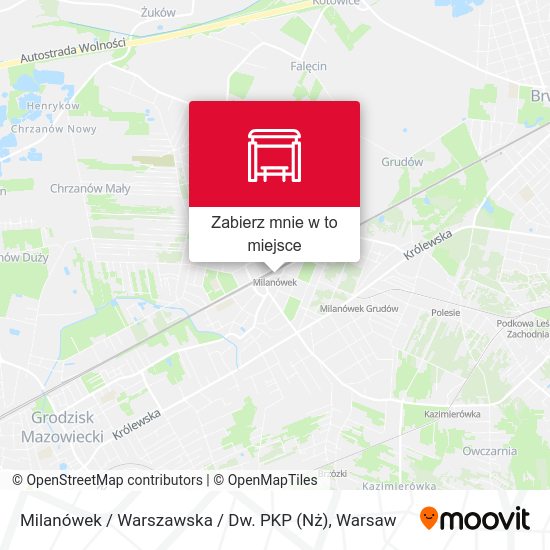 Mapa Milanówek / Warszawska / Dw. PKP (Nż)