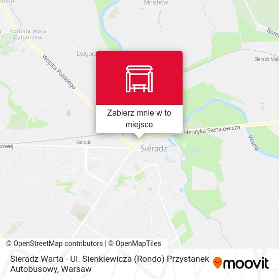 Mapa Sieradz Warta - Ul. Sienkiewicza (Rondo) Przystanek Autobusowy