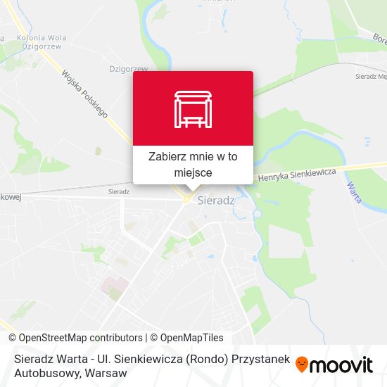 Mapa Sieradz Warta - Ul. Sienkiewicza (Rondo) Przystanek Autobusowy