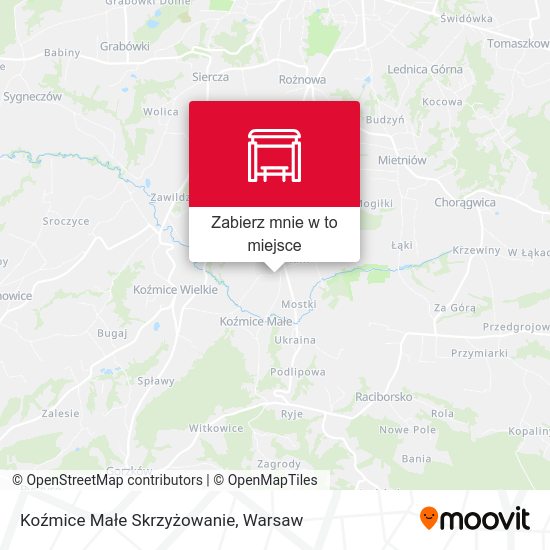 Mapa Koźmice Małe Skrzyżowanie