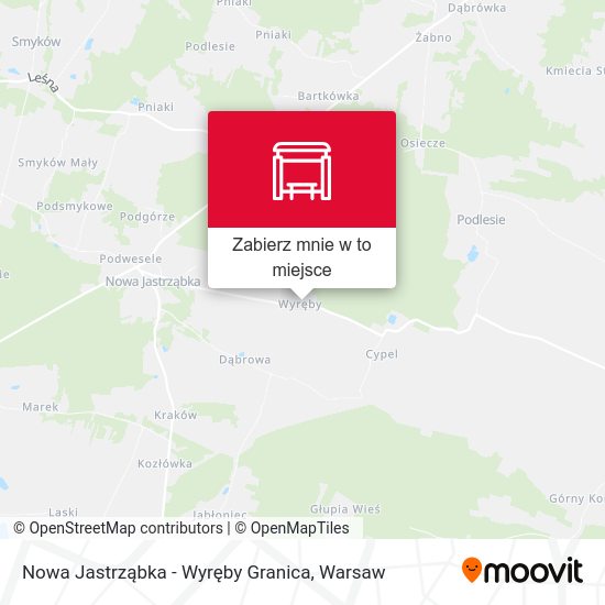 Mapa Nowa Jastrząbka - Wyręby Granica