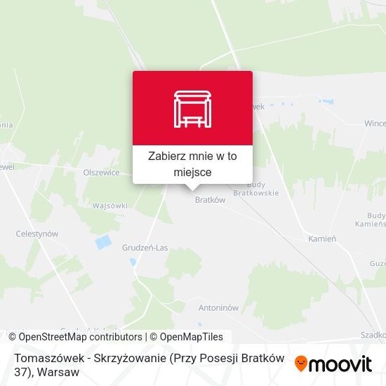 Mapa Tomaszówek - Skrzyżowanie (Przy Posesji Bratków 37)