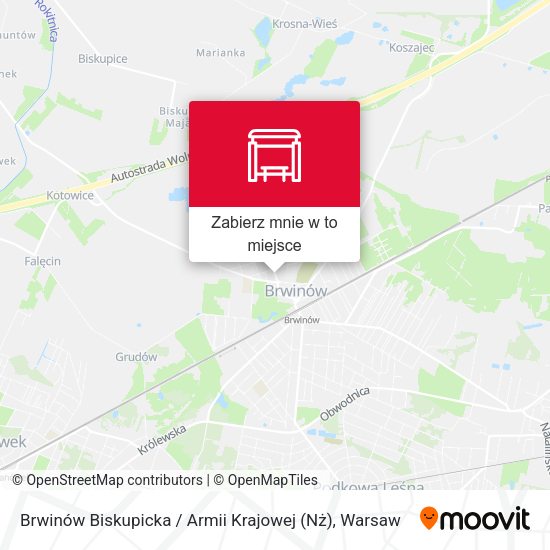 Mapa Brwinów Biskupicka / Armii Krajowej (Nż)