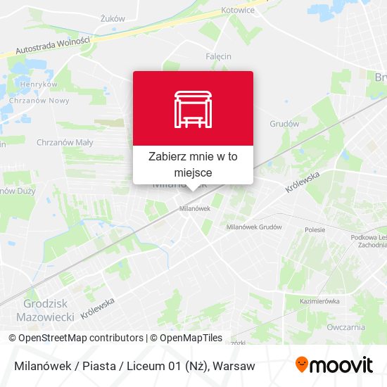 Mapa Milanówek / Piasta / Liceum 01 (Nż)