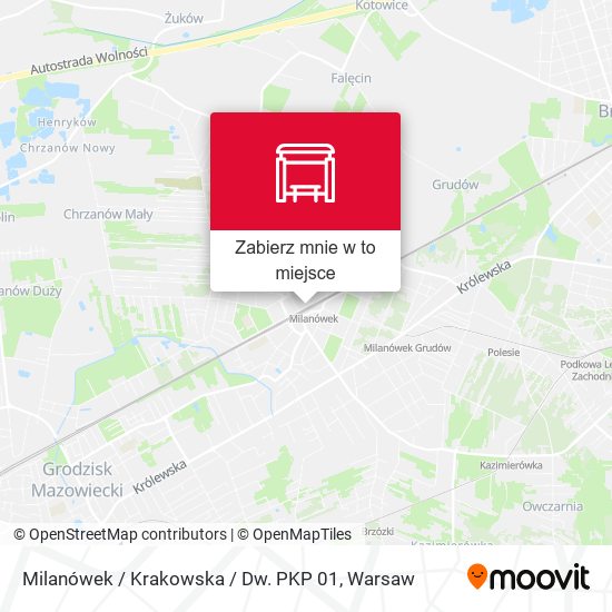 Mapa Milanówek / Krakowska / Dw. PKP 01