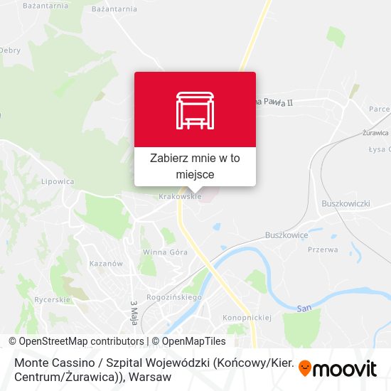 Mapa Monte Cassino / Szpital Wojewódzki (Końcowy / Kier. Centrum / Żurawica))