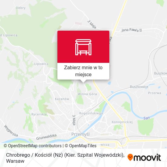 Mapa Chrobrego / Kościół (Nż) (Kier. Szpital Wojewódzki)