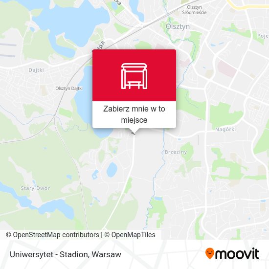 Mapa Uniwersytet - Stadion
