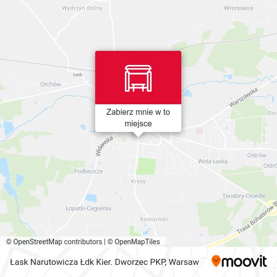 Mapa Łask Narutowicza Łdk Kier. Dworzec PKP